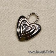 Декоративный элемент d-22мм серебряное сердце - итальянские ткани Тессутидея арт. F-6363