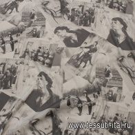 Шелк атлас стрейч (н) черно-белые фото - итальянские ткани Тессутидея арт. 10-3329