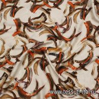 Шелк филькупе с люрексом (н) красно-коричневый рисунок на бежевом - итальянские ткани Тессутидея арт. 10-3750