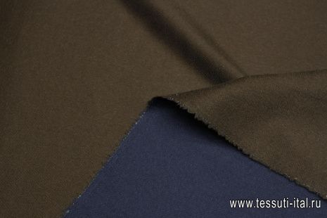Пальтовая кашемир двухслойная (о) темно-синяя/темно-коричневая - итальянские ткани Тессутидея арт. 09-2078