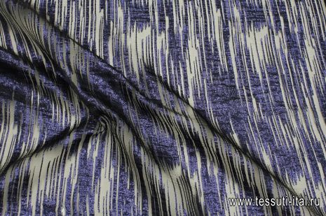 Органза с люрексом (о) темно-синие стилизованные поперечные полосы - итальянские ткани Тессутидея арт. 03-7086