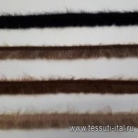Репсовая лента с мохером (о) коричневая, черная, бежевая ш-2,5см - итальянские ткани Тессутидея арт. F-4104