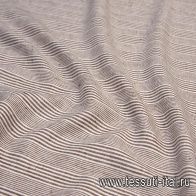 Лен (н) бело-коричневая полоска - итальянские ткани Тессутидея арт. 16-0634