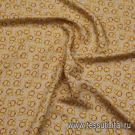Шелк дама (н) золотые стилизованные кольца и горох на бежевом - итальянские ткани Тессутидея арт. 10-3762