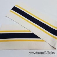 Подвяз 86*19см сине-желтая полоска на бежевом - итальянские ткани Тессутидея арт. F-4874