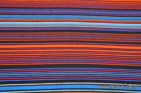 Плательная (н) черно-сине-красно-оранжевая полоска - итальянские ткани Тессутидея арт. 04-1101
