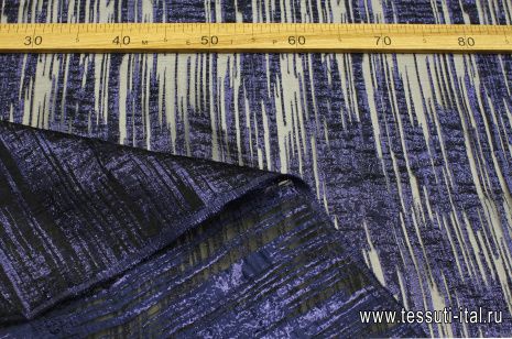 Органза с люрексом (о) темно-синие стилизованные поперечные полосы - итальянские ткани Тессутидея арт. 03-7086
