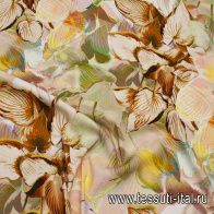 Лен стрейч (н) крупный растительный рисунок - итальянские ткани Тессутидея арт. 16-0944